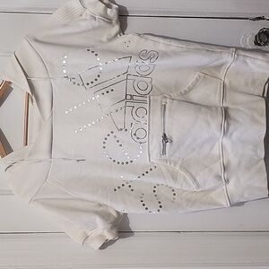 ADIDASxStella McCartney | White/Cream Branded Short Sleeved Hoodie (M)